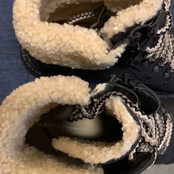Report Neema Faux Sherpa Black Combat Hiking Boots Size 9 - Picture 5 of 8